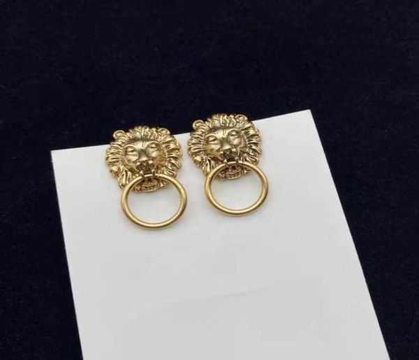 luxury designer fashion charm earrings lion head ladies earring6753243, Golden